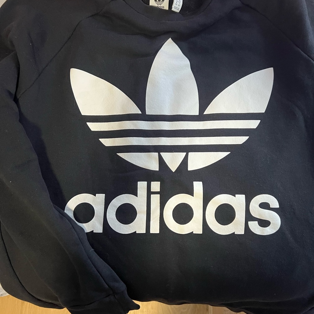 Adidas Black Sweatshirt with White Logo, M, gently worn